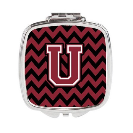 CAROLINES TREASURES Letter U Chevron Garnet and Black Compact Mirror CJ1052-USCM